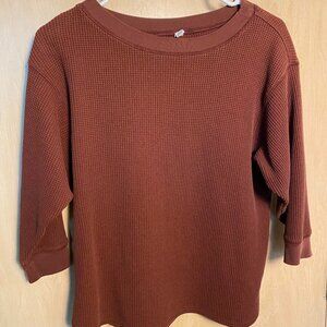Uniqlo 3/4 Sleeve Waffle Knit Top